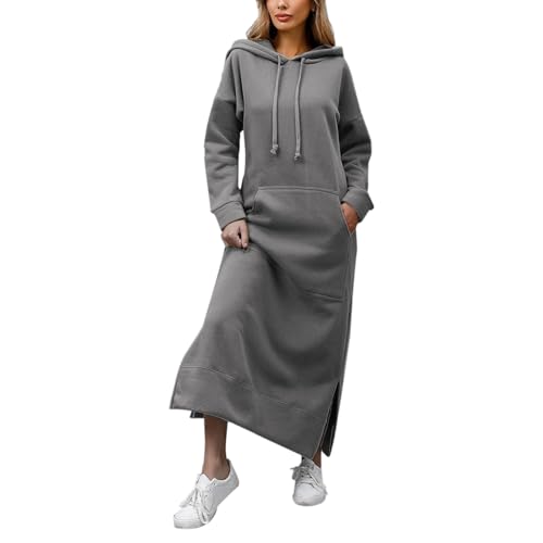 Robe à capuche à manches longues douillette gris taille 54 coupe ample - 2