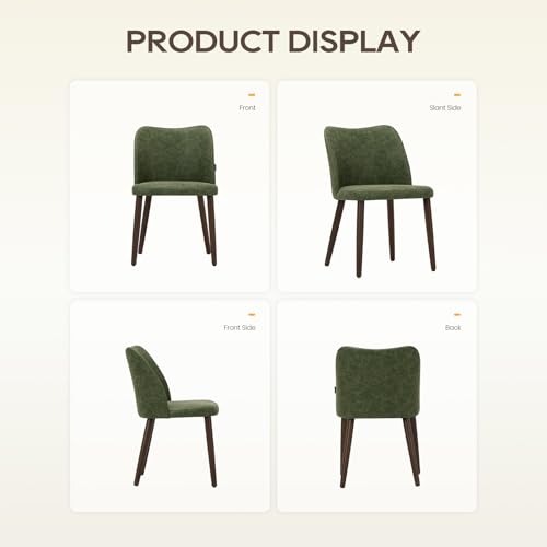 Image of Wooden Dining Chairs Set of 2, Upholstered Kitchen Dining Room Chair, Modern Farmhouse Dinner Chair for Restaurant & Cafe, Green