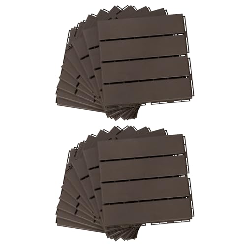 Outsunny Caillebotis - Dalles terrasse - Lot de 18 - emboîtables, Installation très Simple - Petits Carreaux Composite Plastique Imitation Bois Marron