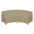 PureFit Outdoor Sectional Sofa Cover Waterproof Curved Patio Furniture Covers for Deck, Lawn and Backyard, 90Lx34Dx32Hx46FL, Camel