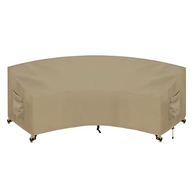 PureFit Outdoor Sectional Sofa Cover Waterproof Curved Patio Furniture Covers for Deck, Lawn and Backyard, 90Lx34Dx32Hx46FL, Camel