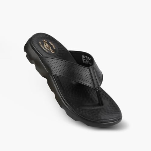 Image of Medifeet Broad Strap Cushioned Leather Slippers for Women