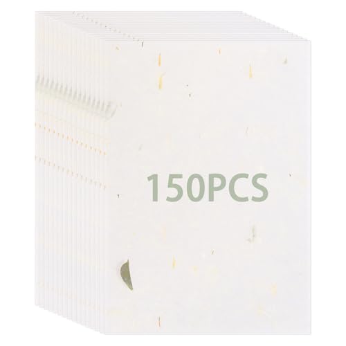 AKOLAFE 150 hojas de papel de arroz A4, papel de morera natural con hojas visibles, fibra hecha a mano, papeles de decoupage para escribir, pintar y manualidades, translúcido
