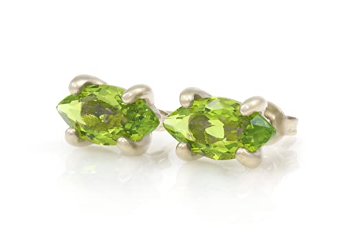 Boucles d'oreilles en péridot argent femme bijoux délicats gemmes