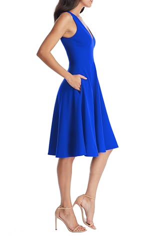 Image of Dress the Population Women's Catalina Solid Sleeveless Fit & Flare Midi Dress