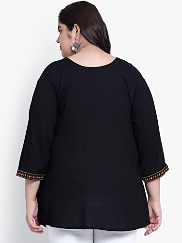 Image of Indietoga Women's Plus Size Viscose Rayon Embroidered Regular Fit Tops (2XL to 7XL)