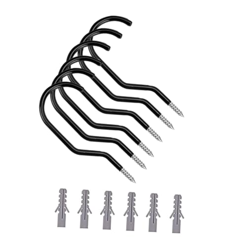 healvian 6個 重荷重対応バイクフック ボルト付 壁掛け 天井収納用 強化スチール製 滑り止めコーティング 自転車全プ対応 ガレージ整理用