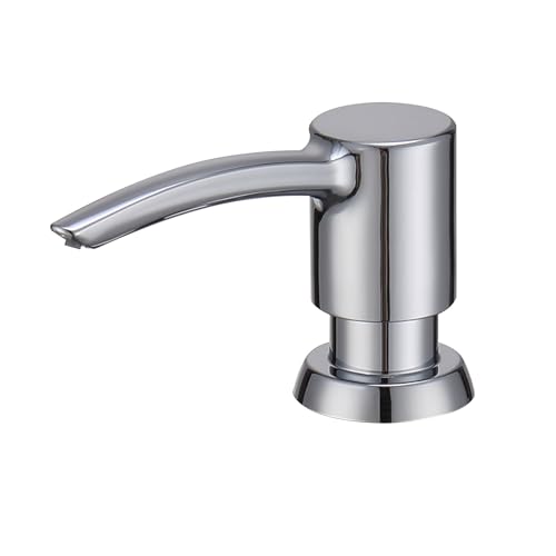 Heouty Fregadero de cocina con dispensador de jabón integrado, dispensador de jabón de encimera, cabezal de bomba ABS cromado, con botella grande de jabón PET de 12 onzas, dispensador de jabón