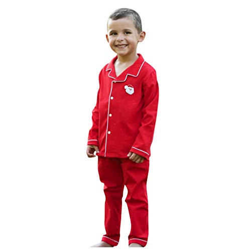 Shan-S Toddler Baby Boys Girls Christmas Children's Long Sleeve Cartoon Santa Print Pajamas Outfits Nightwear Sleepwear Home Service Suit Sets