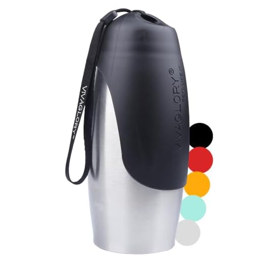 VIVAGLORY Auslaufsichere Hunde-Reise-Wasserflasche, 750 ml tragbare Hunde Trinkflasche mit großem Trog, BPA-frei, Edelstahl