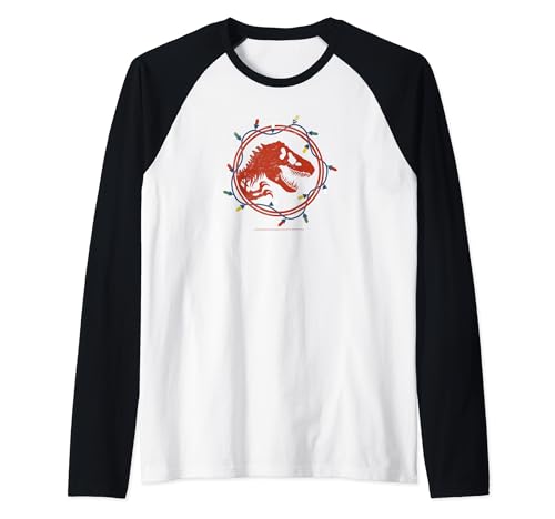 T-shirt baseball Jurassic World Christmas Lights raglan pour homme et femme