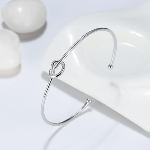 Ginger Lyne Collection Infinity Love Tie the Knot Bracelet for Women Bangle Sterling Silver Adjustable Open Stretch Fits Medium to Large Size Wrist Friendship Bridesmaids Gift3