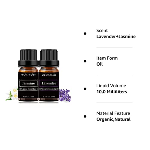 Lavender Oil And Jasmine Essential Oil, 100% Pure, Undiluted, Natural, Organic Aromatherapy Essential Oils Gift Set, 10Mlx2 #TOP7