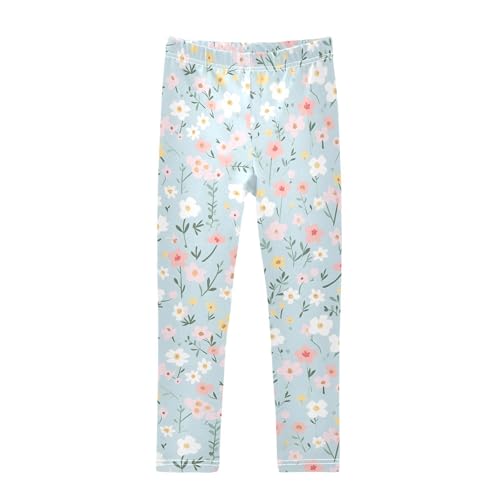ALAZA Girls' Leggings Children's Yoga Pants Skinny Printed Dance 2041-花 Comfortable 4T