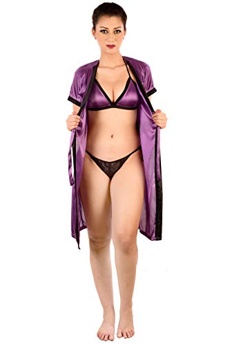 Image of Women's Short Sleeves Robe and Lingerie Set for Womens