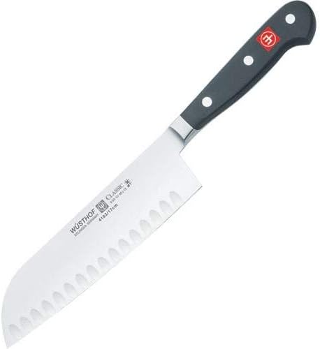 Miniatura 4 de Cuchillo Santoku de 5 pulgadas con filo cóncavo de acero rico en carbono de Wusthof CLASSIC 7 Santoku Knife 7 Negro