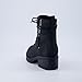 Dunes Women's Kobe Heeled Combat Lace Up Boot with side zip, Wide Widths Available, Black, 10