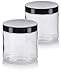 Large Clear Thick Glass Straight Sided Jar - 16 oz / 480 ml (2 pack) + Labels