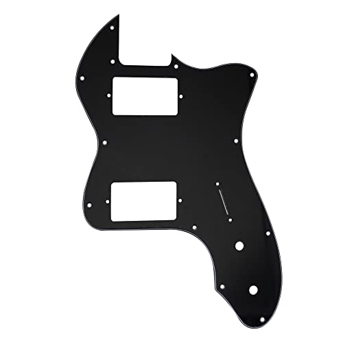 Musiclily Pro 12穴 カバー付きHH ピックガード USA/メキシコ フェンダー72テレキャスターシンラインエレキギター用、ブラック3P