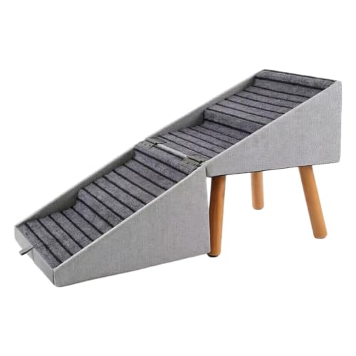 Rampa de seguridad canina con escalones plegables de madera para sofás y puerta lateral de coche 2