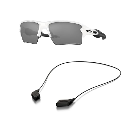 Oakley OO9188 Sunglasses Bundle: OO 9188 FLAK 2.0 XL 918881 Polished White and Medium Black leash Accessory kit2