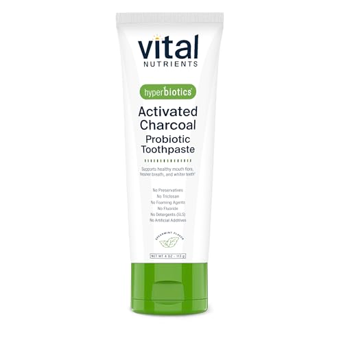 Vital Nutrients Hyperbiotics Activated Charcoal Probiotic Toothpaste | Fluoride Free Toothpaste with...