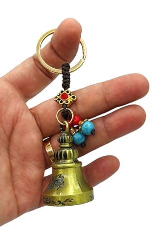Image of Classic Antique Tibetan Temple Bell Shaped Keyring for Gift Gaurdian bell for Car Bike Bags Metal Key ring Key Chain Bag Charm Gift