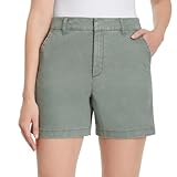 Gloria Vanderbilt Women High Rise Cotton Chino Shorts (Green, 8)