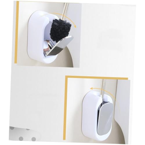 iplusmile Escobilla de Inodoro Inoxidable Montaje Pared con Mango y Placa Set de Baño Blanco Instalación y Limpieza Diseño Duradero y Elegante