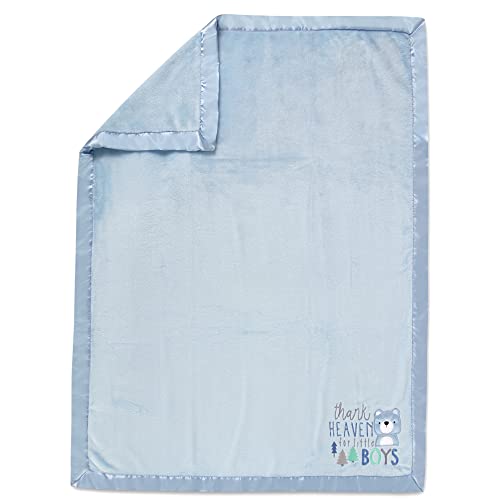 Image of 30x40 Fleece Baby Nursery Blanket with Satin Trim for Boys, Girls, and Unknown Gender Baby (Thank Heaven Boy 2)