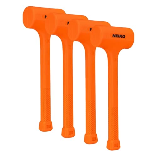 Image of NEIKO 02888A Dead Blow Hammer Set, 3pc Neon Orange Deadblow Mallet, 1lb, 2lb, 3lb Hammers, Spark and Rebound Resistant, Unibody Molded, Checkered Grip (Pack of 4)