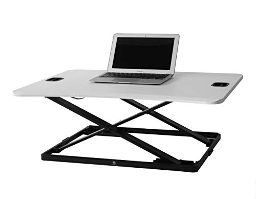 TechOrbits Height Adjustable Single Level Standing Desk - 31 Wide Sit to Stand Desk Converter Fully Assembled Standing Workstation Riser White