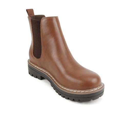 Image of Soda Pilot ~ Women Lug Sole Low Heel Chelsea Fashion Ankle Bootie w /Double Elastic Gore