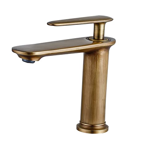 Grifo de lavabo monomando que evita salpicaduras con diseño blanco y oro de un agujero para baño