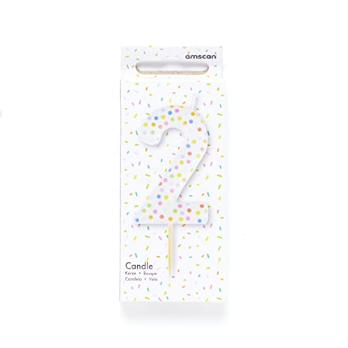amscan 9911557 Patterned Numerical Candle 2, Multicoloured - Image 2