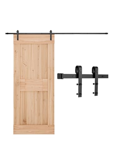 VEVOR Kit Ferramenta per Porta Scorrevole da Fienile 3048 mm, Capacità 150 kg, Compatibile con Larghezza max. 1524 mm e Spessore da 34,9 a 44,45 mm, Binario Resistente e Rullo a Forma J, Nero