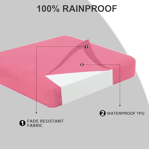 All Smiles Outdoor Chair Cushions for Patio Furniture Set of 24x24 Inch for Deep Seat Waterproof Fade Resistant Replacement Cushions with Removable Cover for Seat Yard Garden Deck，Hot Pink by All Smiles - Used condition - Image 6