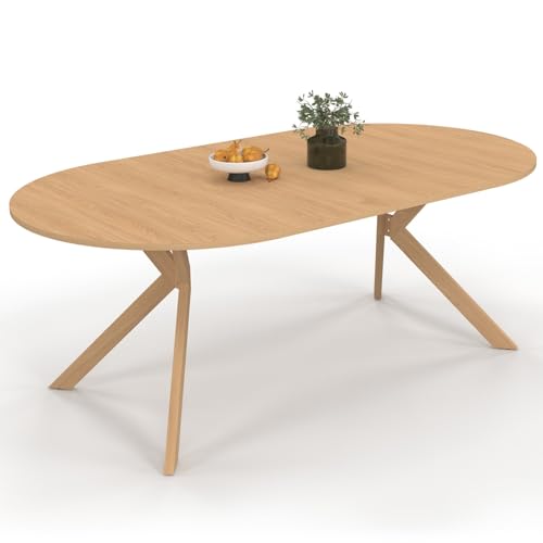 IDMarket Alix – Mesa de comedor extensible redonda 4-10 personas, pie araña madera efecto haya 110-200 cm