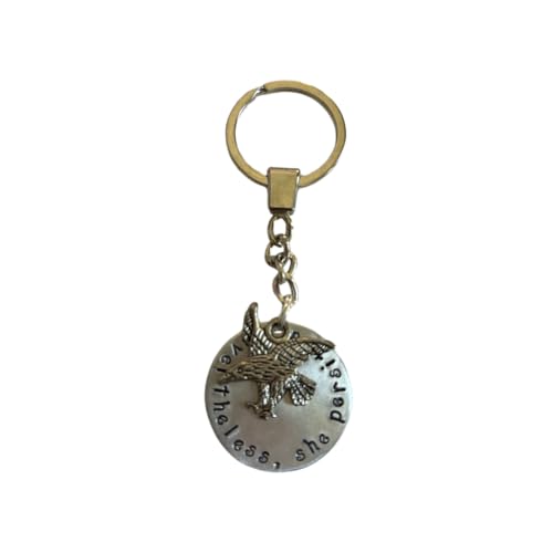 Nevertheless, she persisted Feminist Democrat Elizabeth Warren, handstamped keychain made of non tarnish aluminum, Handmade in America
