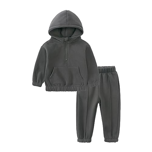 Image of MYGBCPJS Youth 2PCS Jogger Outfits Set Fleece Hooded + Sweatpants Boys Girls Athletic Sweatsuits Pullover Clothes