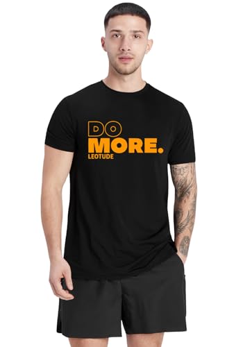 Image of LEOTUDE Men's Regular Fit Half Sleeve Round Neck Cottonblend Tshirt (Color Black)