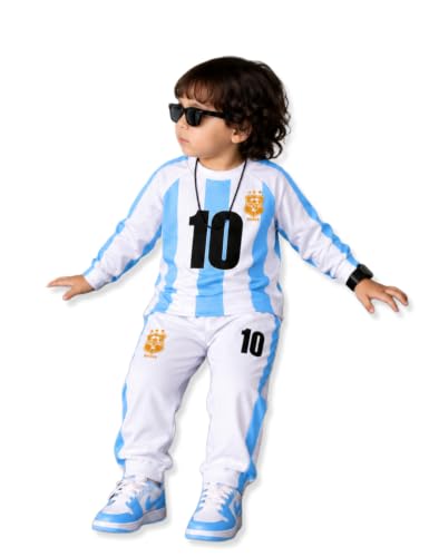 Kids Argentina Style Football Jersey Set, No. 10, Blue and White ...