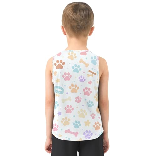 JUNZAN Dog Paws Children Athletic Tank Tops Sleeveless Teens Vest Kids Sweatshirt for Fitness Travel Swim Swimming 3T3