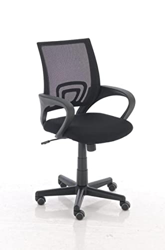 TPFLiving Silla de oficina XXL Ginebra con funda de malla con respaldo cómodo, silla de escritorio, silla giratoria, silla de conferencias, estructura de plástico negro - asiento: microfibra negra