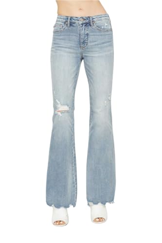 Judy Blue Mid Rise Tummy Control Distressed Flare Jeans