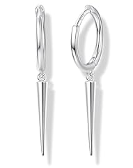 Silver Tone : Hoop with Dangle Spike