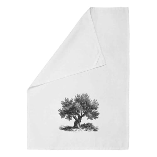 Azeeda 'Vintage Olive Tree' White Cotton Tea Towel/Dish Cloth (TW00070199)