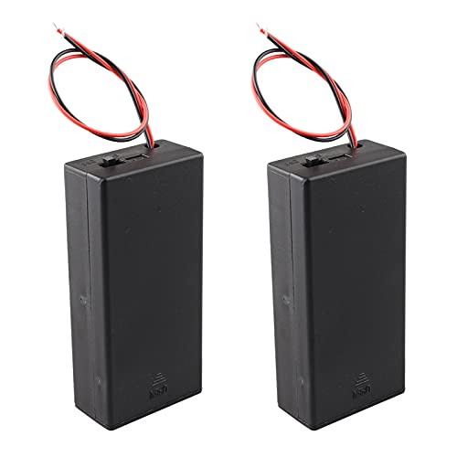 HALJIA 2 PCS 2 × 3.7V 18650 Soporte de Batería con Tapa, 18650 × 2 Caja de Almacenamiento de Batería de Plástico de 7.4V con Interruptor de Encendido/Apagado y Cables 2 solts