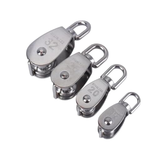 1 PCS Stainless Steel Pulley M15/M20 M25 M32 Single Wheel Swivel Lifting Rope Pulley Set Lifting Wheel Tools(M32)