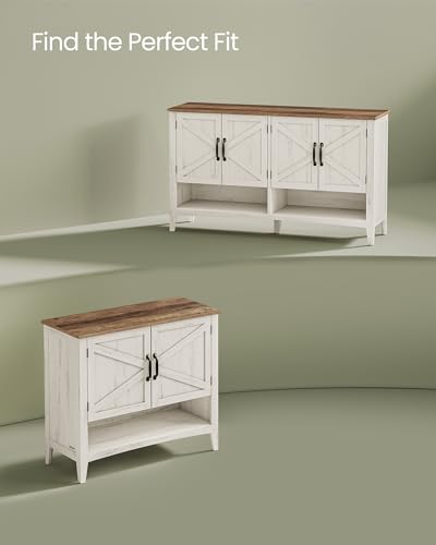 Image of VASAGLE LIRY Collection - Shoe Cabinet, 3-Tier Storage Organizer, Shoe Shelf, Farmhouse Freestanding Cabinet, Height-Adjustable Shelf, 13.8 x 47.2 x 27.6 Inches, Rustic White ULBC039W01